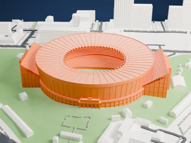 Central Stadium (Yekaterinburg) model, East view