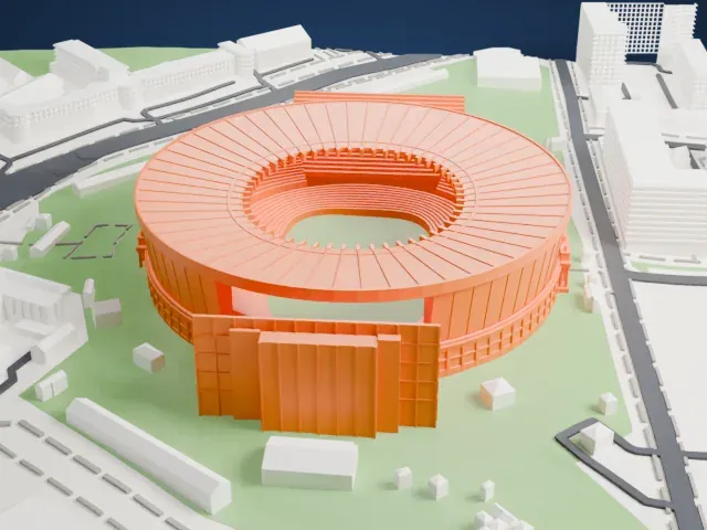 Central Stadium (Yekaterinburg) model, North view