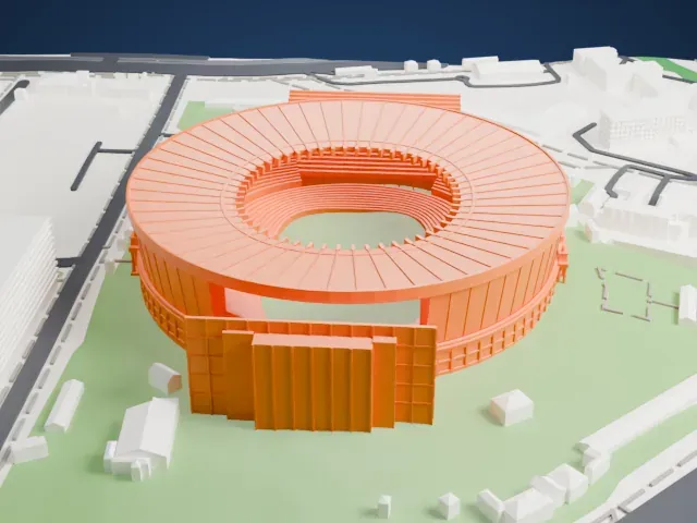 Central Stadium (Yekaterinburg) model, South view