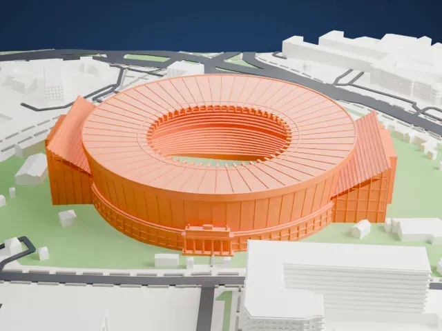 Central Stadium (Yekaterinburg) model, West view