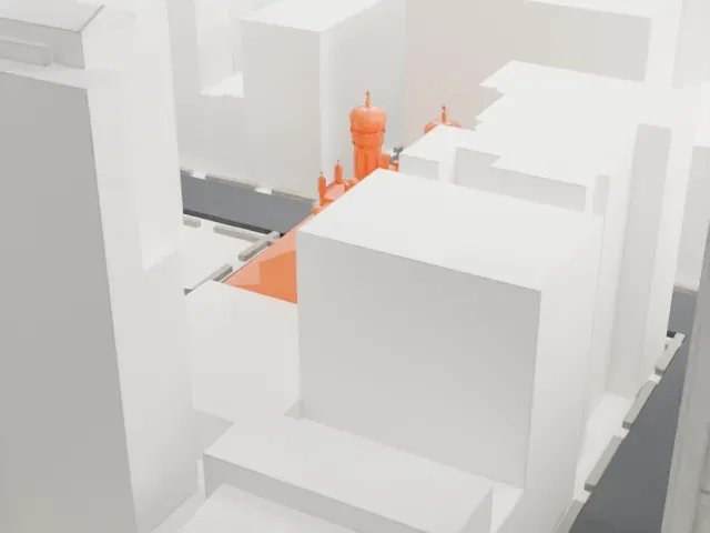 Central Synagogue model, West view