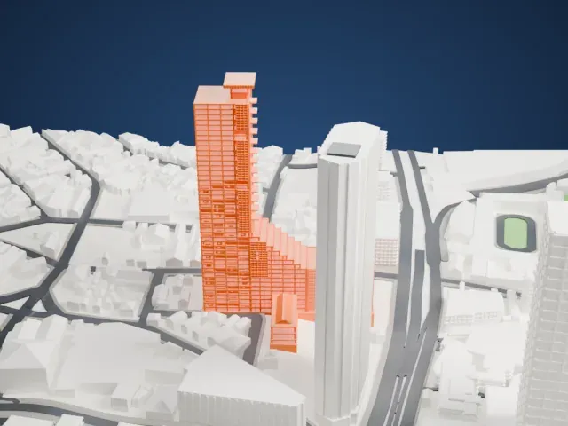 Centro Financiero Confinanzas model, West view