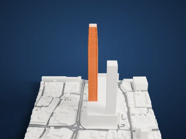 Changsha IFS Tower model, East view