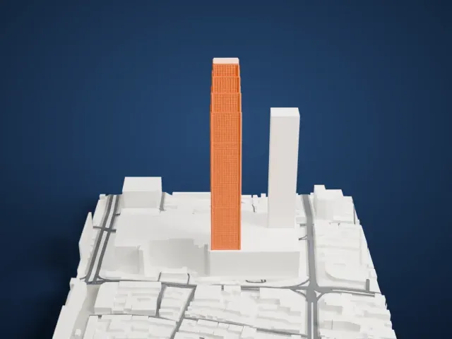 Changsha IFS Tower model, South view