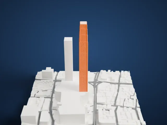 Changsha IFS Tower model, West view