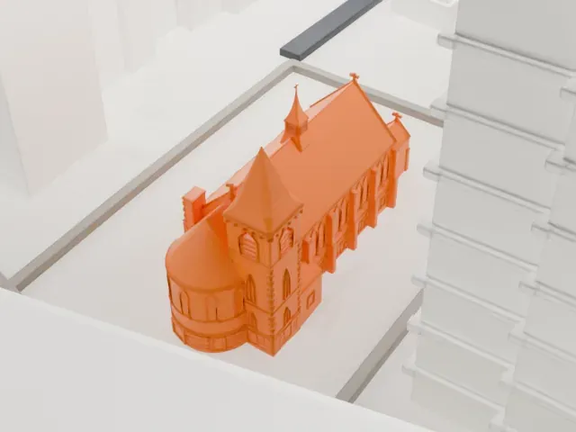 Chapel of the Good Shepherd, Roosevelt Island model, East view