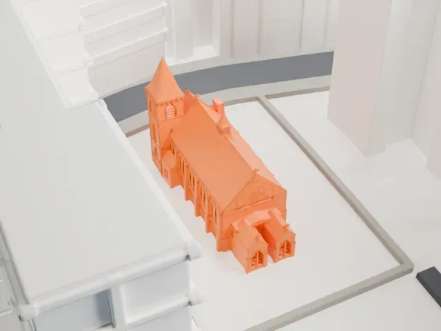 Chapel of the Good Shepherd, Roosevelt Island model, North view