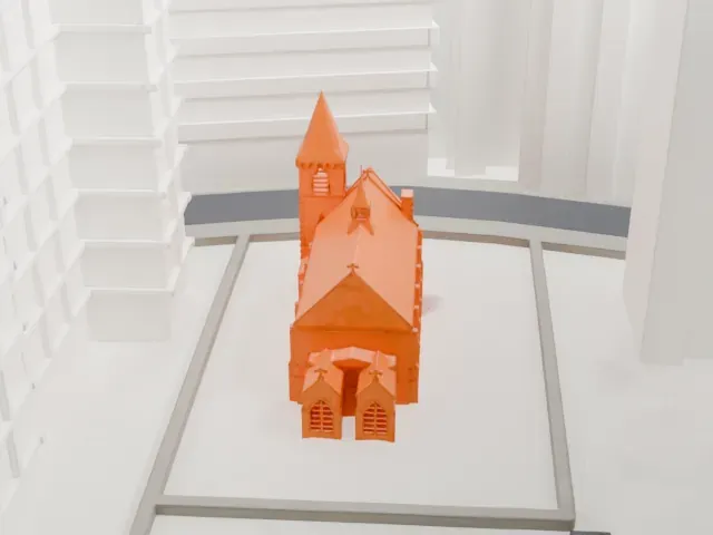 Chapel of the Good Shepherd, Roosevelt Island model, West view
