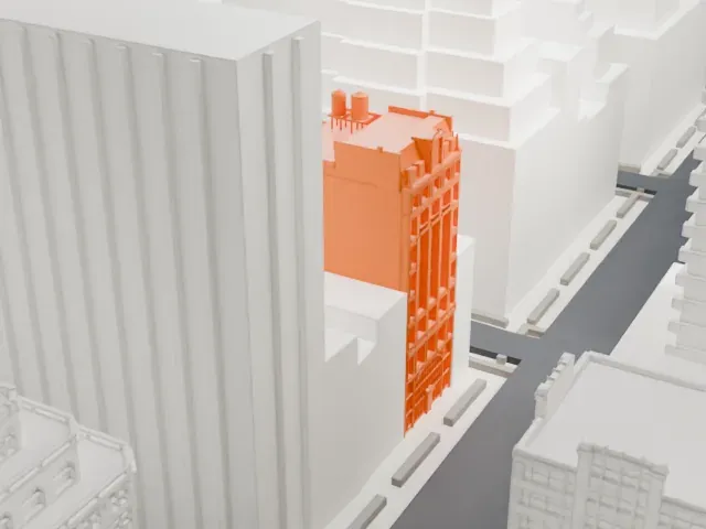 Charles Scribner's Sons Building model, North view
