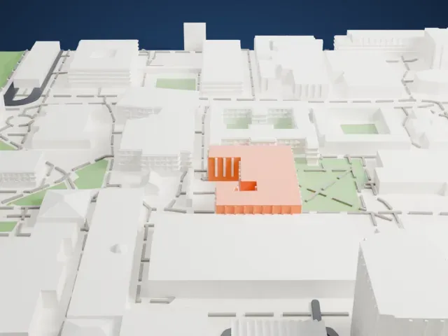 Charles Trumbull Hayden Library model, East view