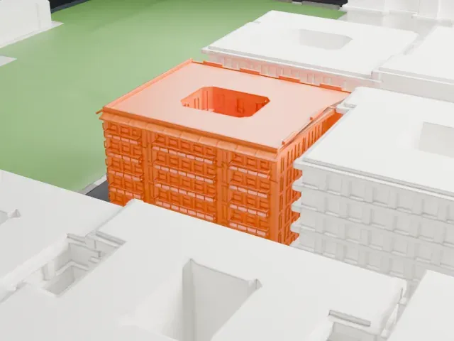 Cherokee Apartments model, North view