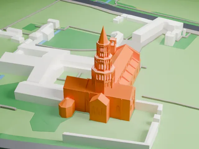 Chiaravalle Abbey model, East view