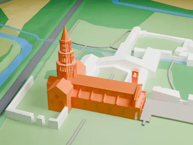 Chiaravalle Abbey model, North view
