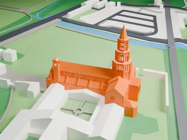 Chiaravalle Abbey model, South view