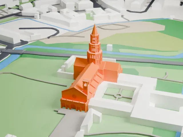Chiaravalle Abbey model, West view