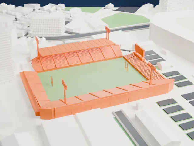 Chichibunomiya Rugby Stadium model, East view