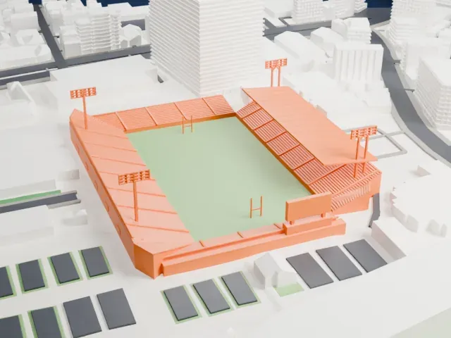 Chichibunomiya Rugby Stadium model, North view