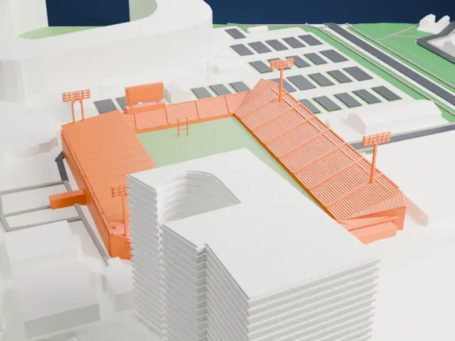Chichibunomiya Rugby Stadium model, South view