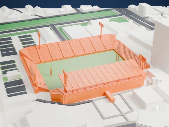 Chichibunomiya Rugby Stadium model, West view