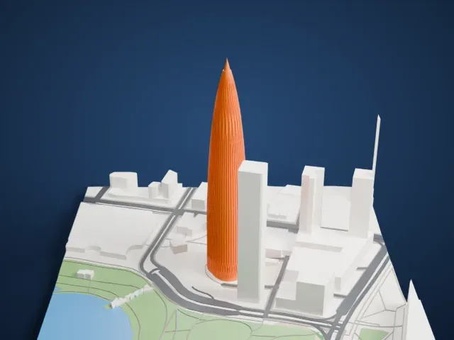 China Resources Tower model, East view