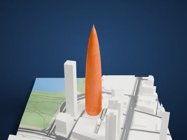 China Resources Tower model, North view