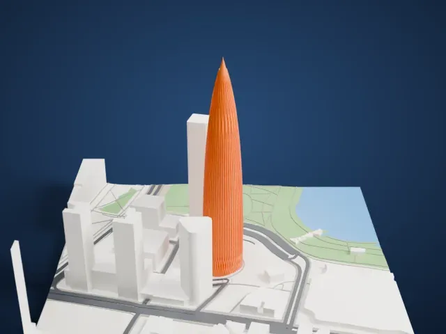 China Resources Tower model, West view
