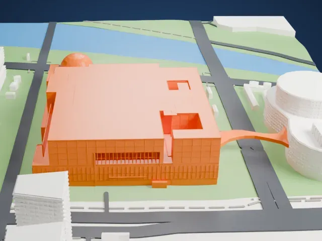 China Science and Technology Museum model, East view