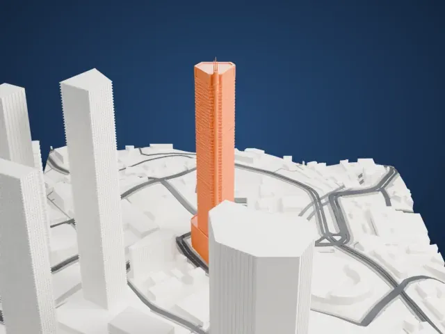 Chongqing World Trade Center model, East view