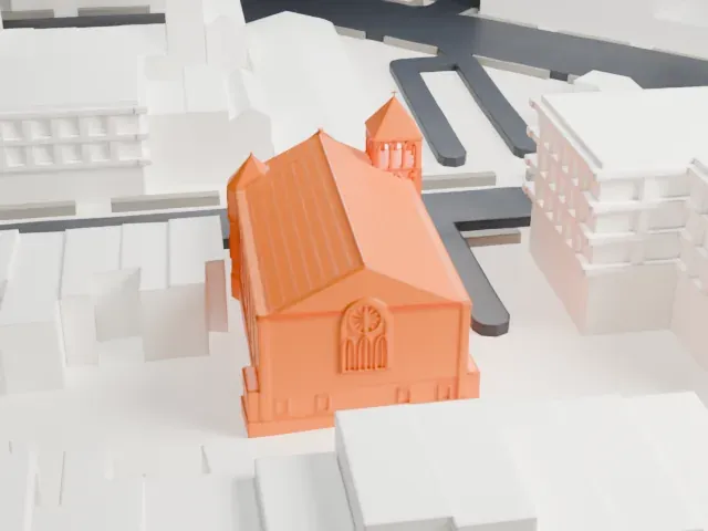 Christ Evangelical English Lutheran Church model, South view