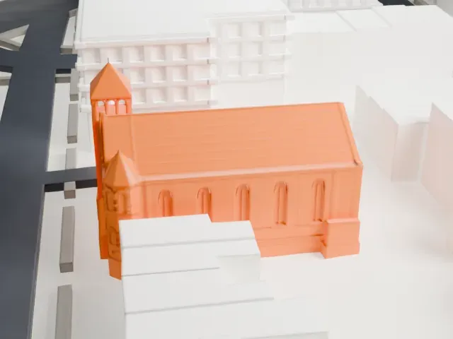 Christ Evangelical English Lutheran Church model, West view