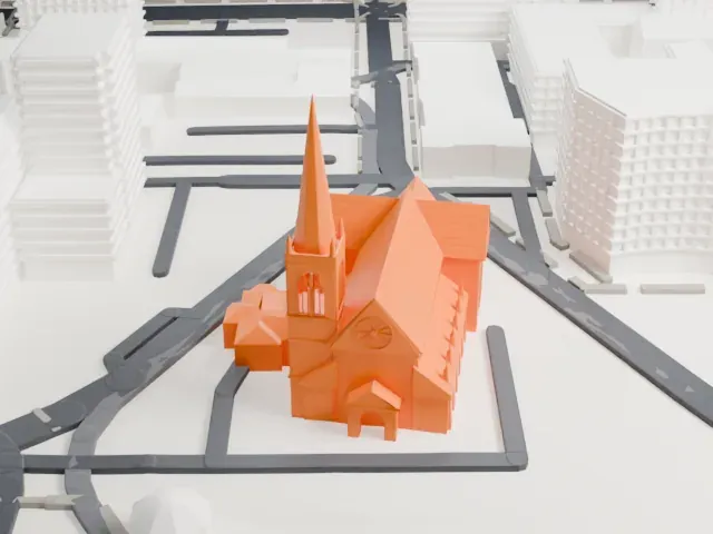 Christchurch Cathedral model, West view