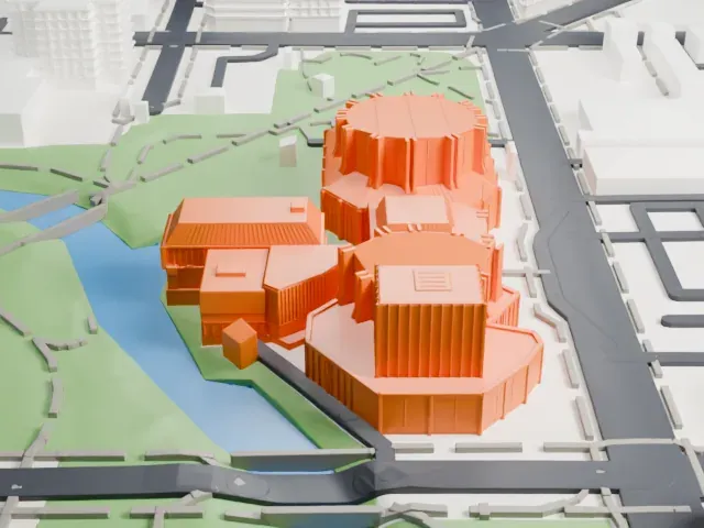Christchurch Town Hall model, East view