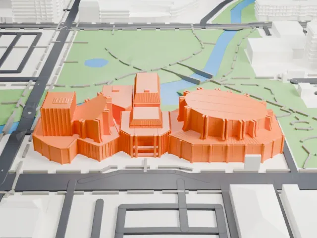 Christchurch Town Hall model, North view