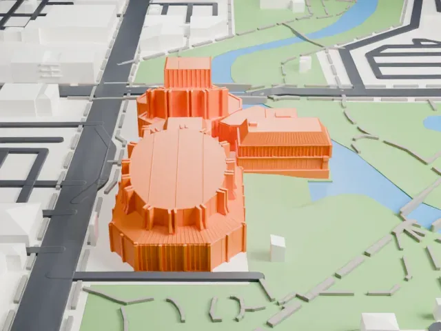 Christchurch Town Hall model, West view