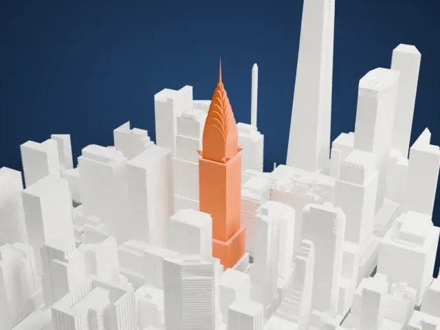 Chrysler Building model, East view