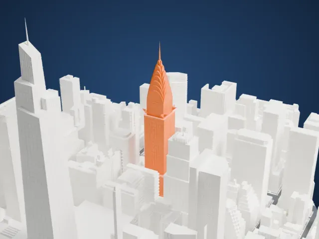 Chrysler Building model, West view