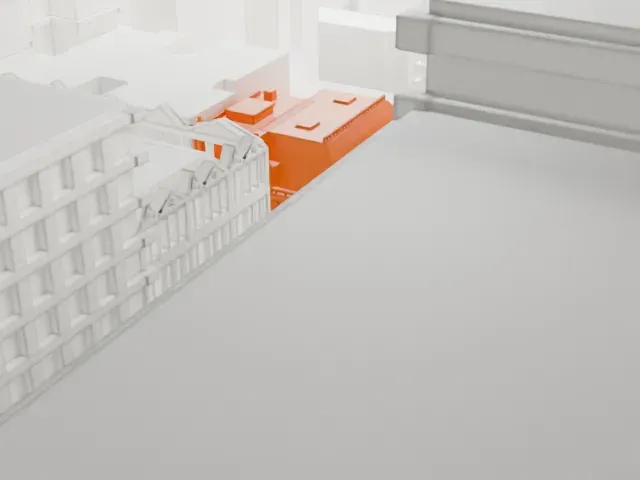 Church Missions House model, North view