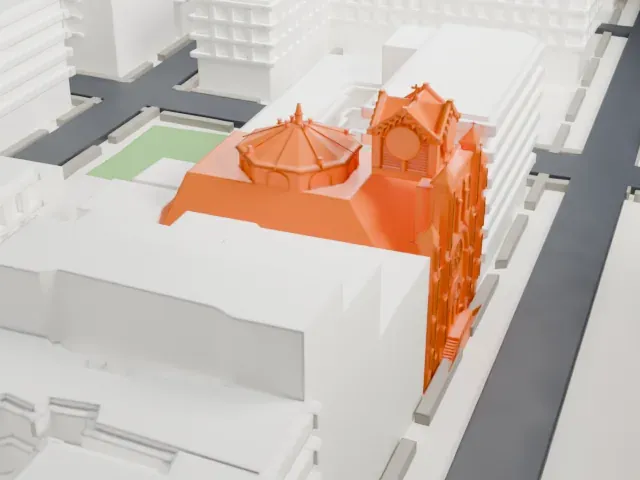 Church of Our Lady of Sorrows model, South view