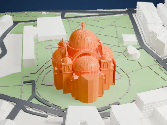 Church of Saint Sava model, East view