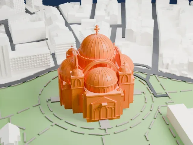 Church of Saint Sava model, West view