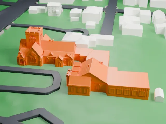 Church of St. Barnabas, Irvington model, North view