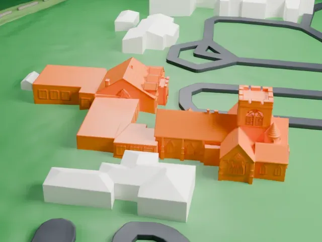 Church of St. Barnabas, Irvington model, South view