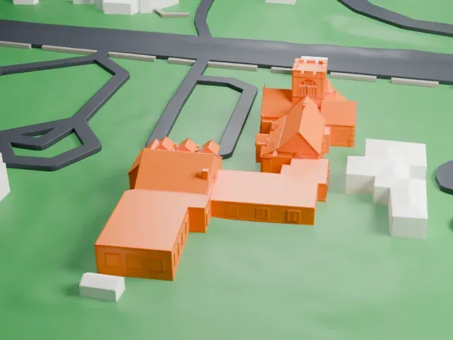 Church of St. Barnabas, Irvington model, West view