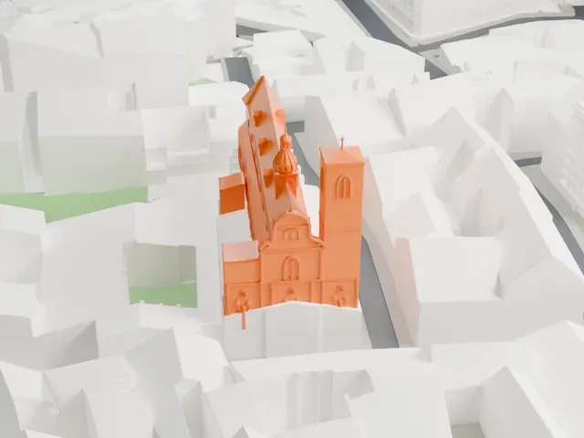 Church of St. James the Greater (Prague) model, West view