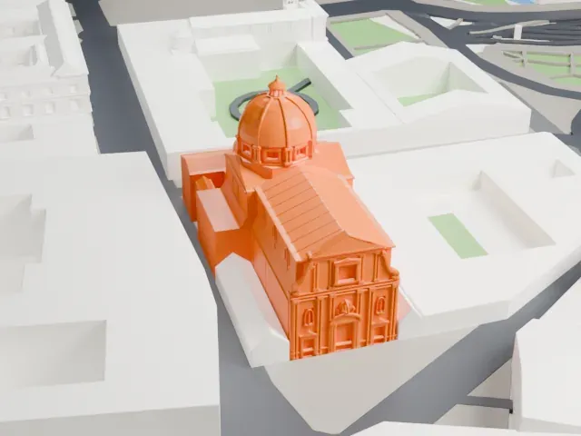 Church of the Gesù model, West view