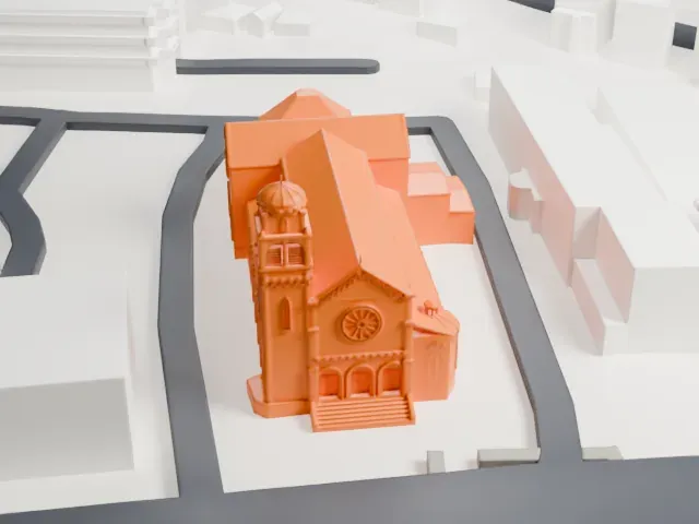Church of the Holy Name, Stamford model, West view