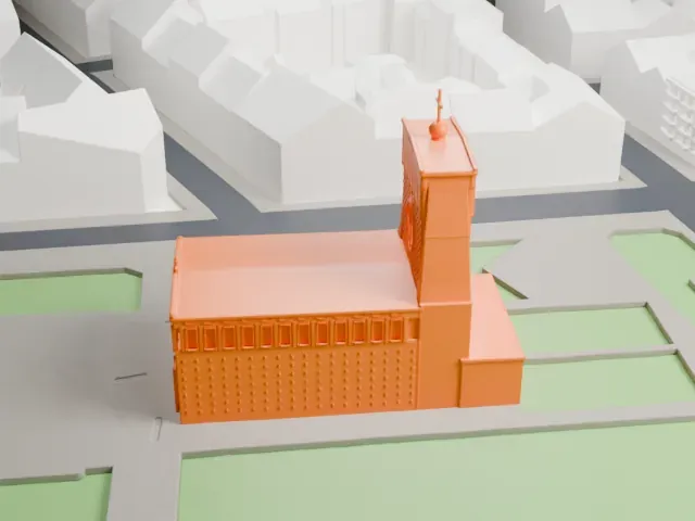 Church of the Most Sacred Heart of Our Lord model, South view