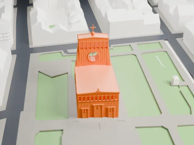 Church of the Most Sacred Heart of Our Lord model, West view
