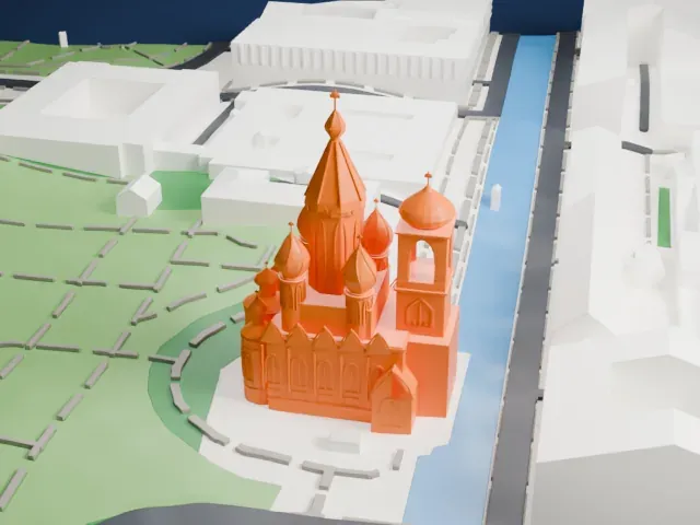Church of the Savior on Spilled Blood model, North view