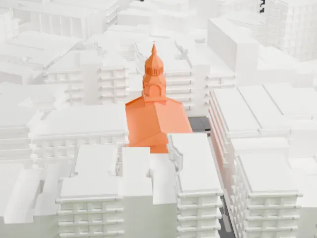 Church of the Transfiguration, Roman Catholic model, West view